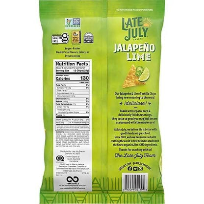 Late July Jalapeno Lime Tortilla Chips, 6 oz.