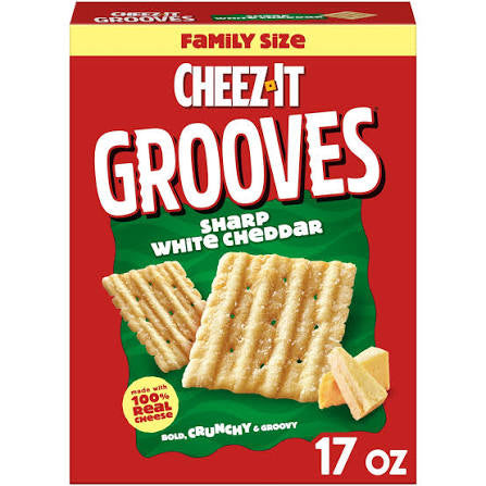 Cheez-It Grooves Sharp White Cheddar Crunchy Cheese Crackers, 17 oz.