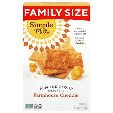 Simple Mills Almond Flour Farmhouse Cheddar Crackers Family Size, 7 oz.