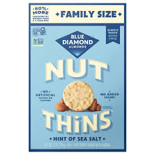 Blue Diamond Nut Thins Hint of Sea Salt Rice Cracker Snacks Family Size, 7.7 oz.