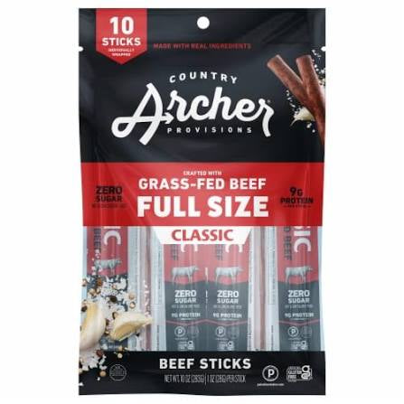 Archer Grass-Fed Mild Classic Full Size Beef Sticks, 8 oz.