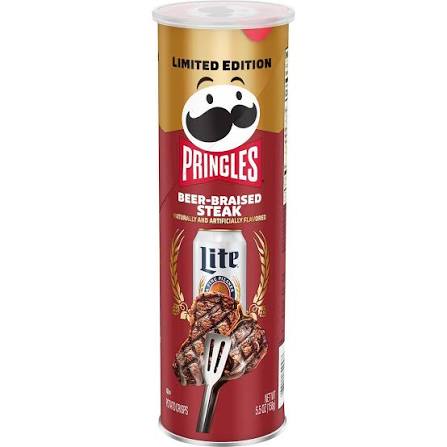 Pringles Beer-Braised Steak Potato Crisps, 5.5 oz.