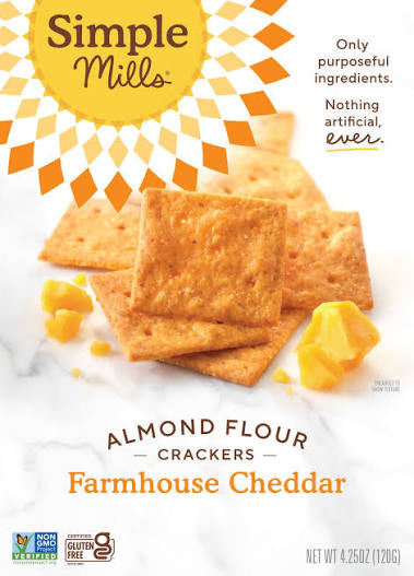 Simple Mills Farmhouse Cheddar Almond Flour Crackers, 4.25 oz.