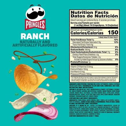 Pringles Ranch Potato Crisps, 5.5 oz.
