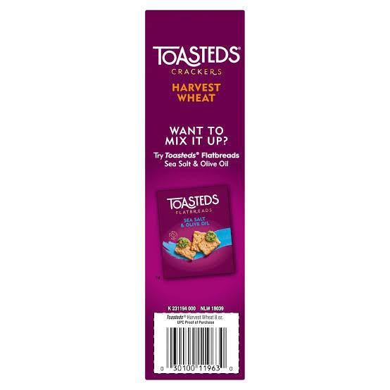 Toasteds Harvest Wheat Crackers, 8 oz.