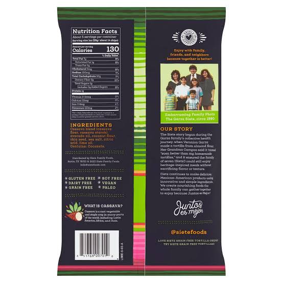 Siete Grain Free Squeeze of Lime Tortilla Chips, 5 oz.