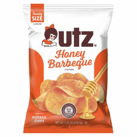 Utz Honey Barbeque Flavored Potato Chips Family Size, 7.75 oz.