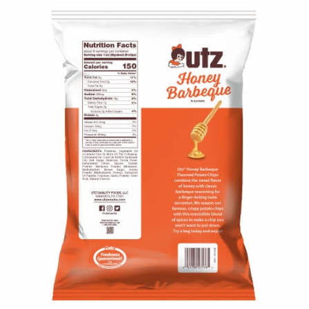 Utz Honey Barbeque Flavored Potato Chips Family Size, 7.75 oz.