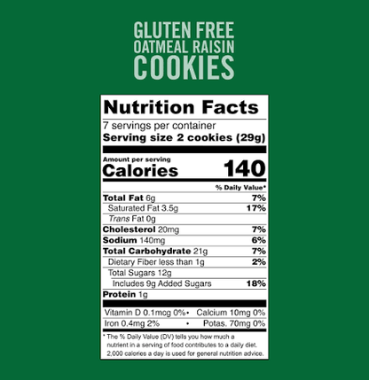 Tate's Bake Shop Gluten Free Oatmeal Raisin Cookies, 7 oz.