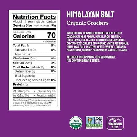 Milton's Himalayan Salt Organic Crackers, 6 oz.