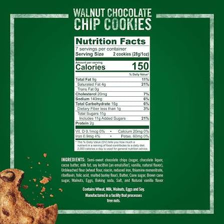 Tate's Bake Shop Walnut Chocolate Chip Cookies, 7 oz.