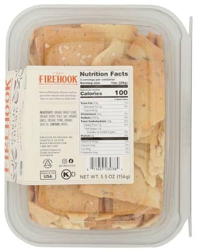 Firehook Organic Garlic Thyme Artisan Baked Crackers, 5.5 oz.