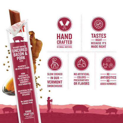 Vermont Smoke & Cure Hickory Smoked Uncured Bacon Mini Pork Sticks, 3 oz.