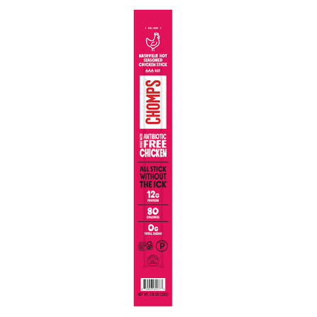 Chomps Antibiotic Free Nashville Hot Chicken Meat Stick, 1.15 oz.