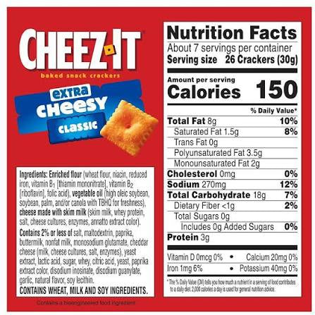 Cheez-It Cheese Crackers Extra Cheesy, 12.4 oz.