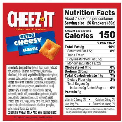 Cheez-It Cheese Crackers Extra Cheesy, 12.4 oz.