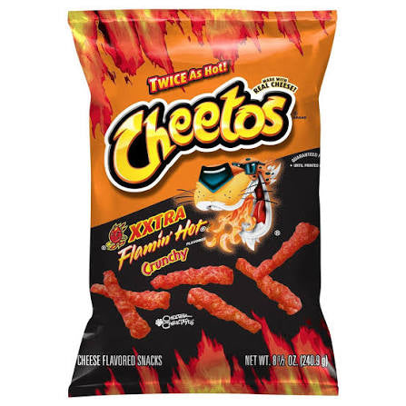 Cheetos Crunchy XXTRA Flamin' Hot Flavored Cheese Snacks, 8.5 oz.