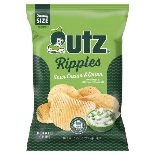 Utz Ripples Sour Cream & Onion Potato Chips Family Size, 7.75 oz.