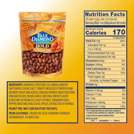 Blue Diamond Habanero BBQ Flavored Almonds, 16 oz.