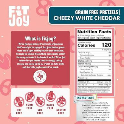 FitJoy Grain Free Cheezy White Cheddar Pretzels, 4.5 oz.