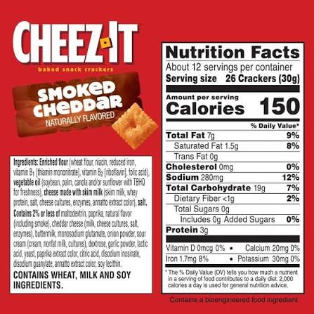 Cheez-It Smoked Cheddar Baked Snack Crackers, 12.4 oz.