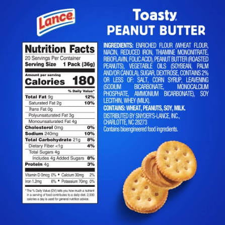 Lance Toasty Peanut Butter Sandwich Crackers, 20 ct.