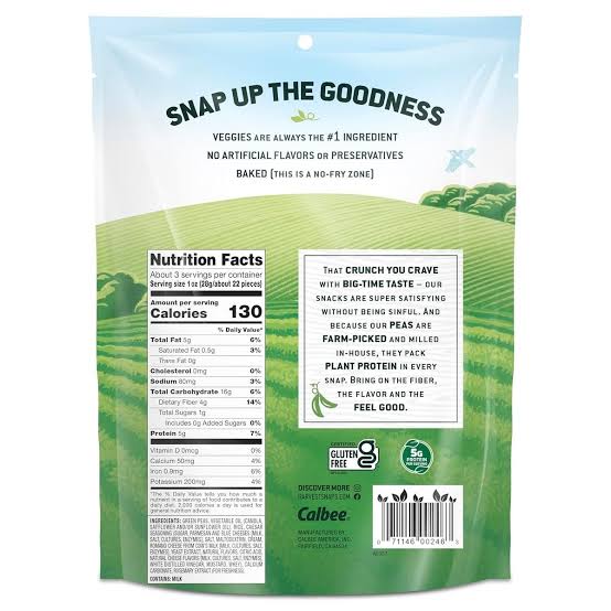 Harvest Snaps Lightly Creamy Caesar Baked Green Pea Snacks, 3.3 oz.