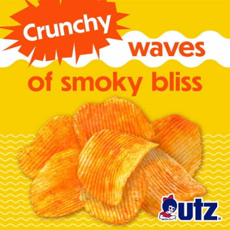 Utz Ripples Barbeque Flavored Potato Chips, 7.75 oz.