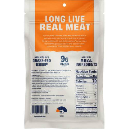 Archer Grass-Fed Mild Original Beef Jerky Family Size, 7 oz.