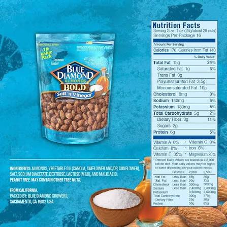 Blue Diamond Salt 'N Vinegar Almonds, 16 oz.