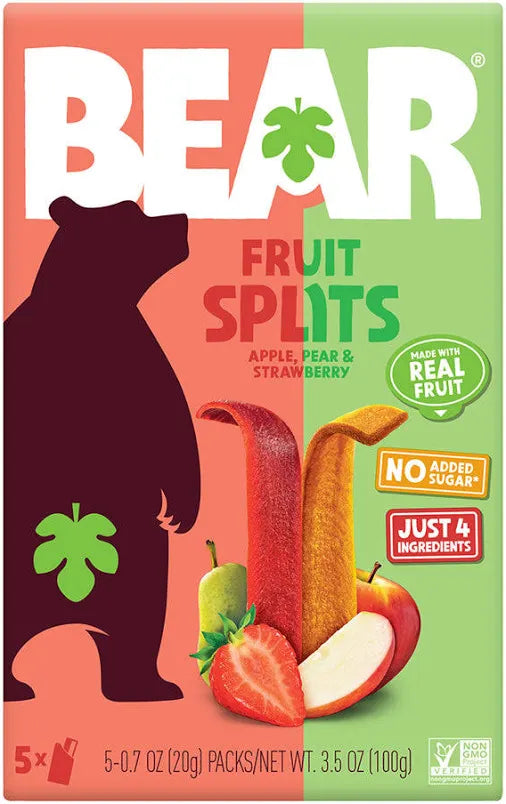 Bear Fruit Splits Apple, Pear & Strawberry, 3.5 oz.
