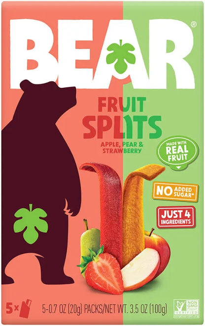 Bear Fruit Splits Apple, Pear & Strawberry, 3.5 oz.