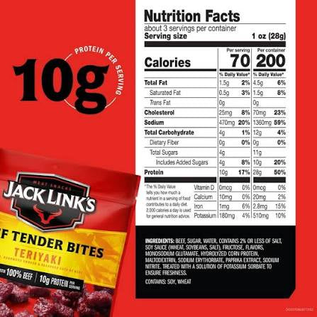 Jack Link's Teriyaki Beef Tender Bites, 2.85 oz.