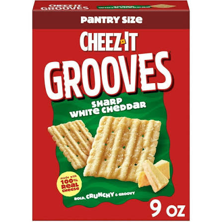 Cheez-It Grooves Sharp White Cheddar Crackers, 9 oz.