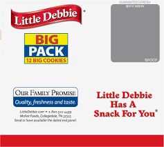 Little Debbie Big Pack box panel with brand information and 12 big cookies label.
