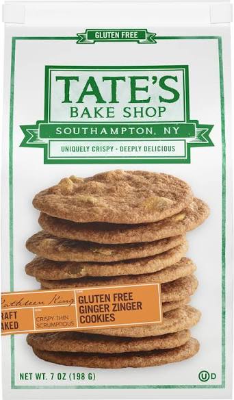 Front of Tate's Bake Shop Gluten Free Ginger Zinger Cookies 7 oz. bag.