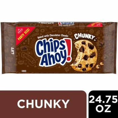 Chips Ahoy! Chunky Cookies package with 24.75 oz. party size label.