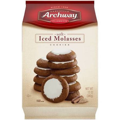 Archway Classics Iced Molasses Soft Cookies, 12 oz., cream and red package.