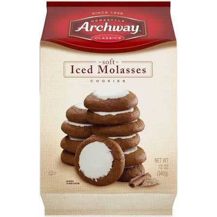Archway Classics Iced Molasses Soft Cookies, 12 oz., cream and red package.