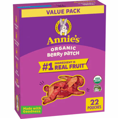 Annie's Organic Berry Patch Fruit Flavored Snacks Value Pack, 22 pouches, 15.4 oz. box.