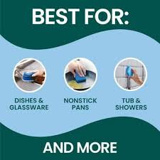 Scotch-Brite Zero Scratch sponge uses for dishes, glassware, nonstick pans, tubs and showers.