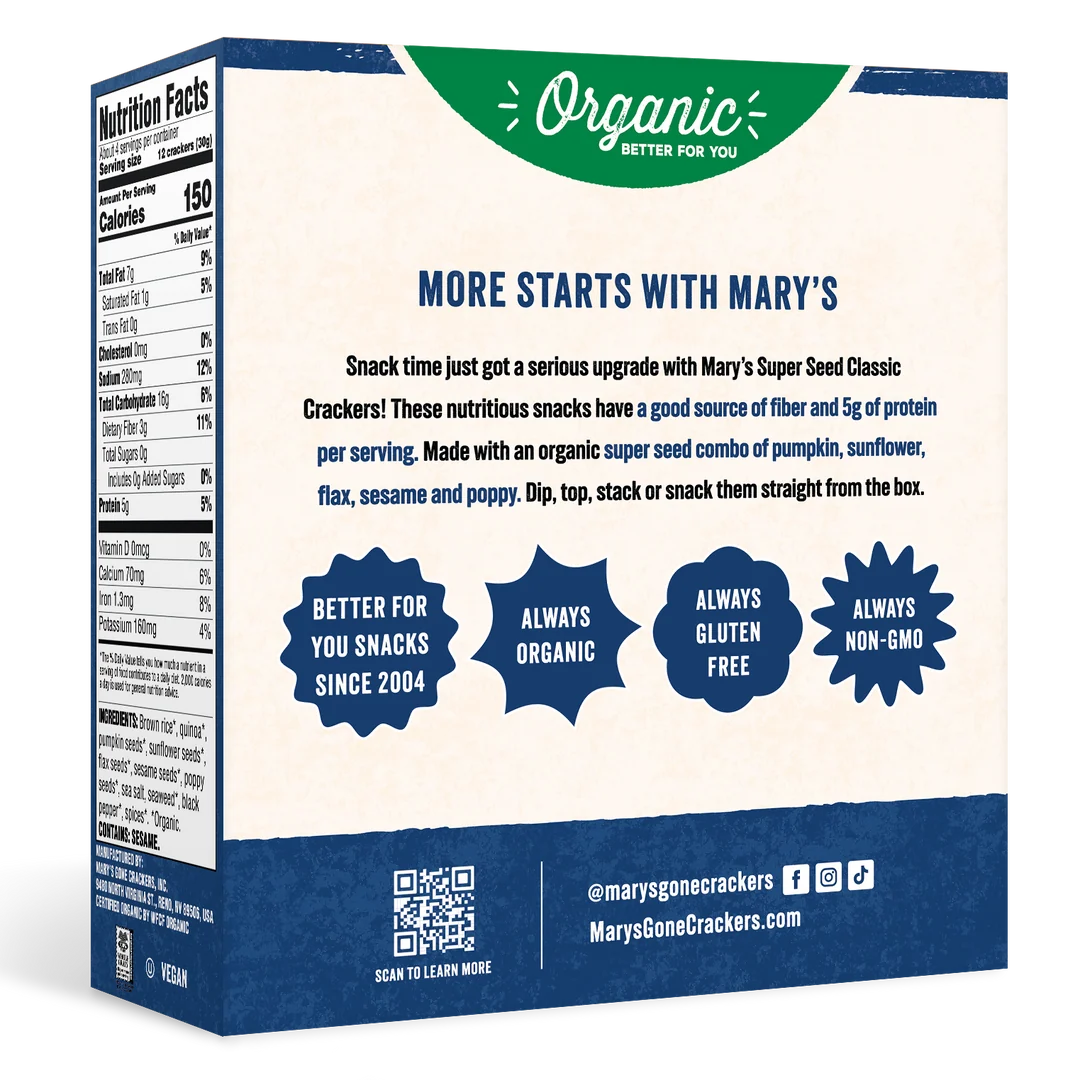 Mary's Gone Crackers Super Seed Classic Crackers, 18 oz. — additional product image 2.