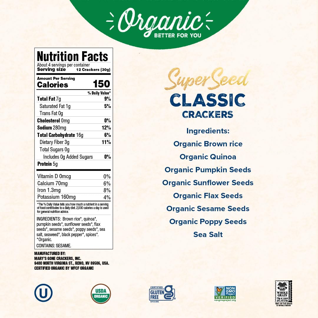 Mary's Gone Crackers Super Seed Classic Crackers, 18 oz. — additional product image 3.