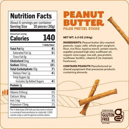 Quinn Peanut Butter Filled Pretzel Sticks, 6.5 oz. — additional product image 3.