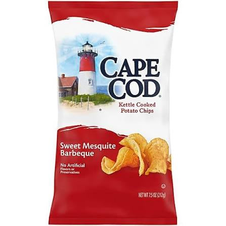 Cape Cod Sweet Mesquite Barbeque Kettle Cooked Potato Chips, 7.5 oz. — front package view.