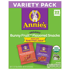 Annie's Organic Bunny Berry Patch & Summer Strawberry Fruit Snacks Variety Pack, 15.4 oz. — front package view.