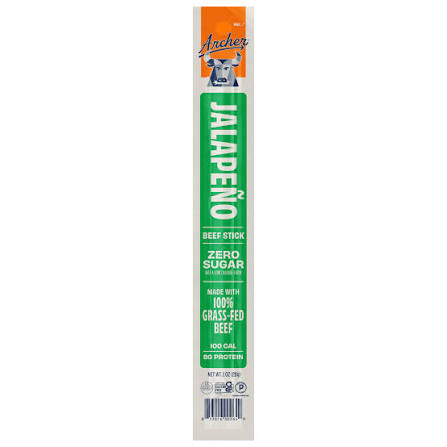 Archer Grass-Fed Jalapeno Beef Stick, 1 oz. — front package view.