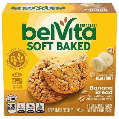 belVita Soft Baked Banana Bread Breakfast Biscuits, 8.8 oz. — front package view.