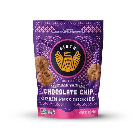 Siete Grain Free Chocolate Chip Cookies, 4.5 oz. — front package view.