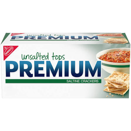 Premium Unsalted Tops Saltine Crackers, 16 oz. — front package view.